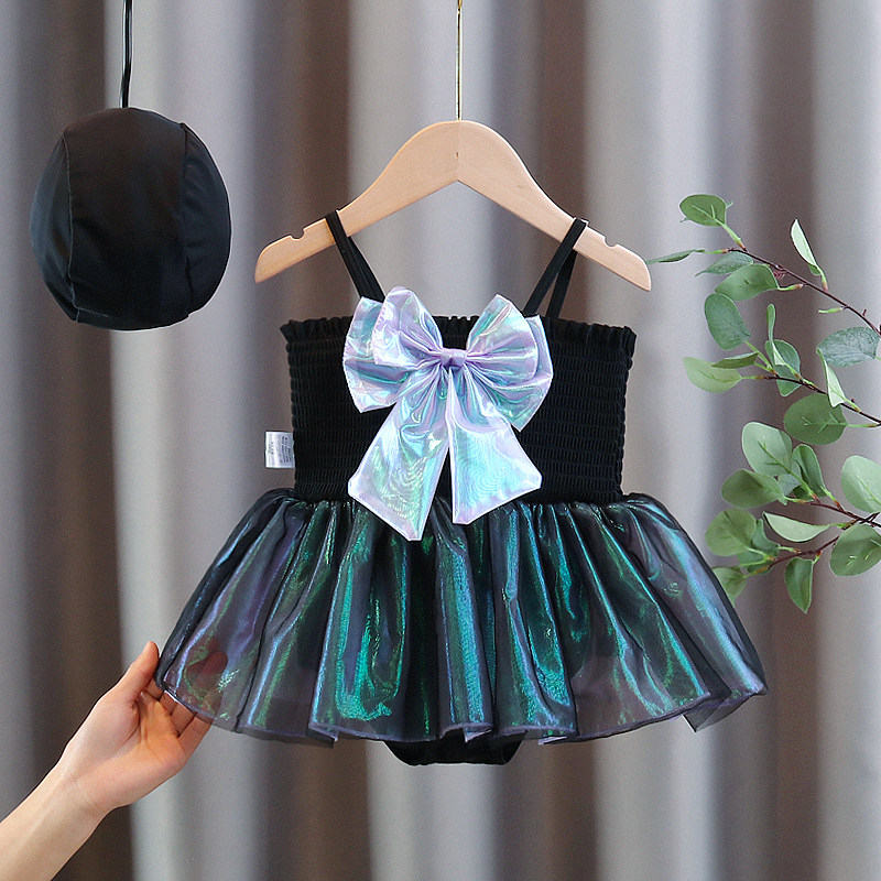 儿童泳衣女童三角连体夏季新款公主裙时尚女宝宝纱裙海边度假泳衣