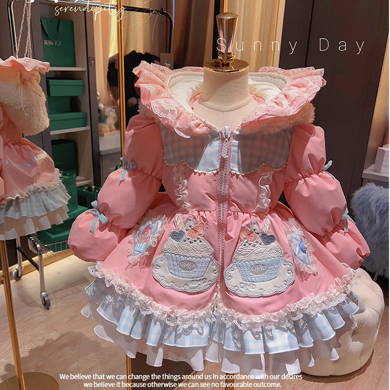 女童羽绒棉外套冬季2025新款儿童加厚棉服中小童服连帽棉衣美乐蒂