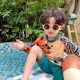 短裤 夏季 新款 儿童泳衣男童分体长袖 宝宝温泉游泳衣男孩大童泳装 潮