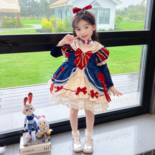女童白雪公主洛丽塔连衣裙秋冬款公主风潮流小女孩网纱儿童礼服裙