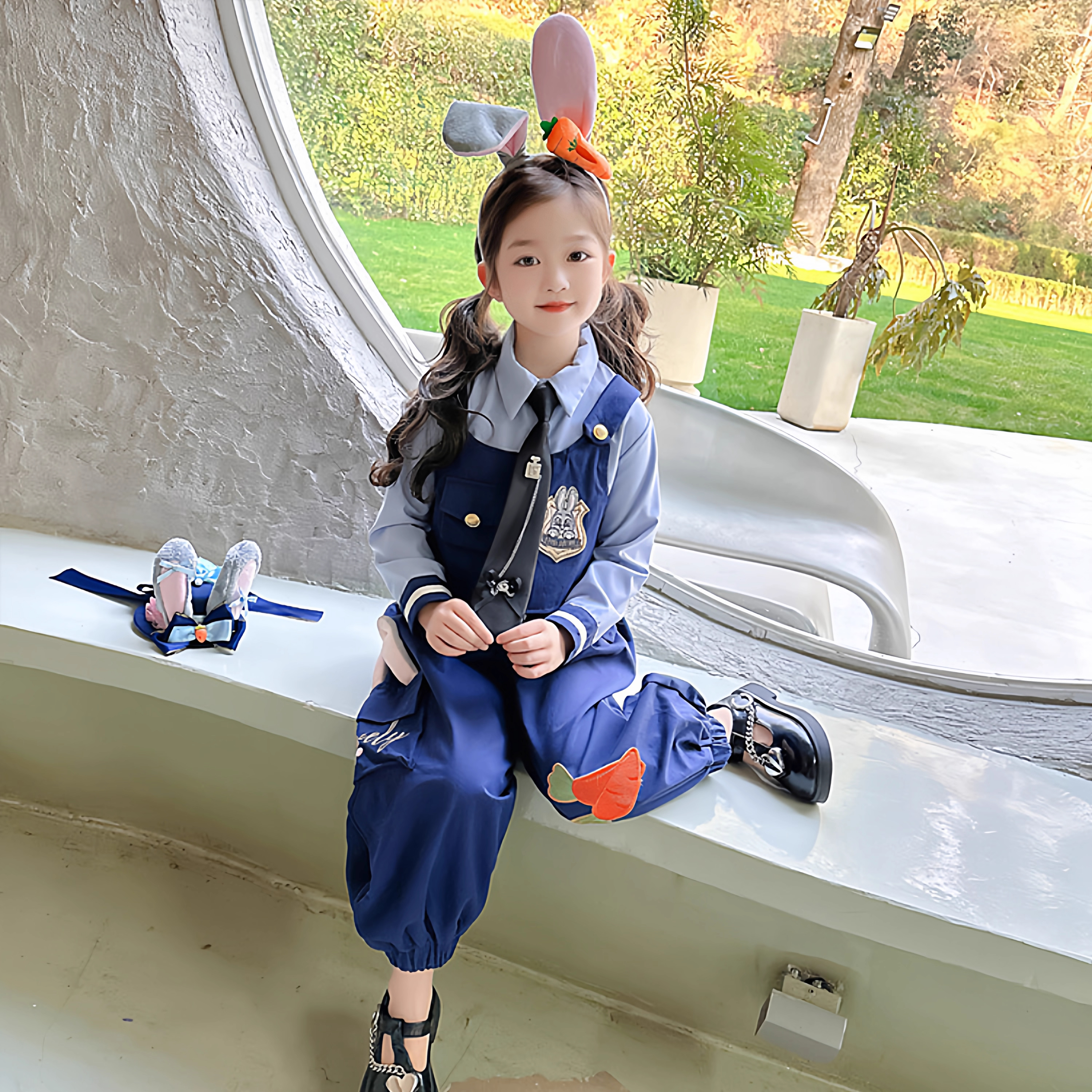 朱迪兔子警官工装三件套2025秋季新款小女孩外出穿搭时髦潮酷套装