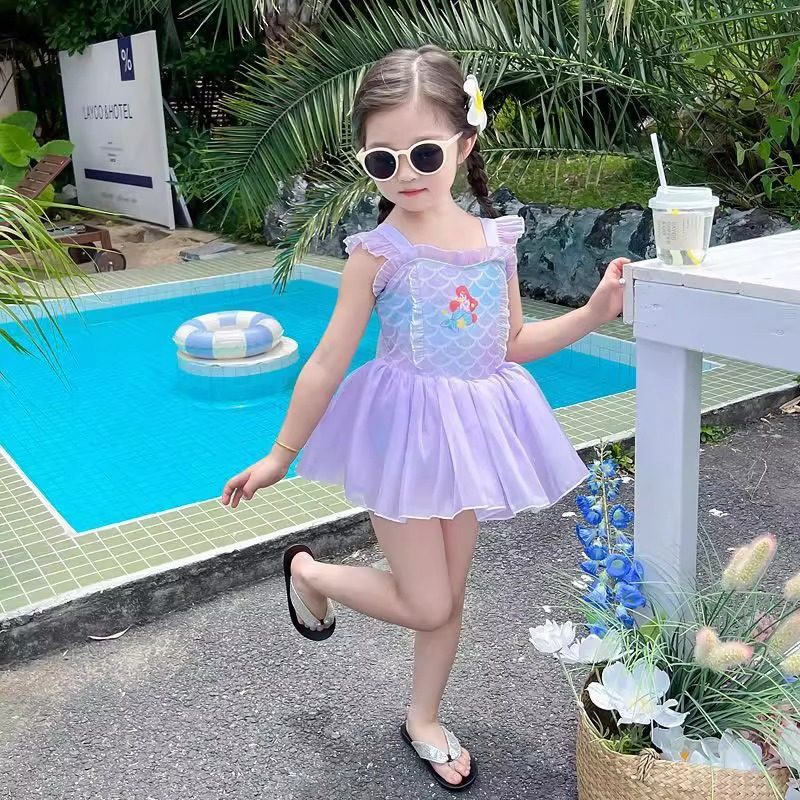 儿童公主裙式游泳衣美人鱼宝宝夏装新款温泉海边泳装女童连体泳衣