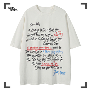 棉短袖 280G印花美式 圆领T恤情侣百搭宽松潮流 新款 YorkZoom夏季