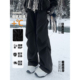 YORKZOOM黑色低腰微喇休闲裤 直筒长裤 女冬季 宽松拖地长褶皱西裤