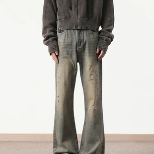 Zoom春季 显高显瘦美式 新品 长裤 微喇复古水洗做旧磨破牛仔裤 York