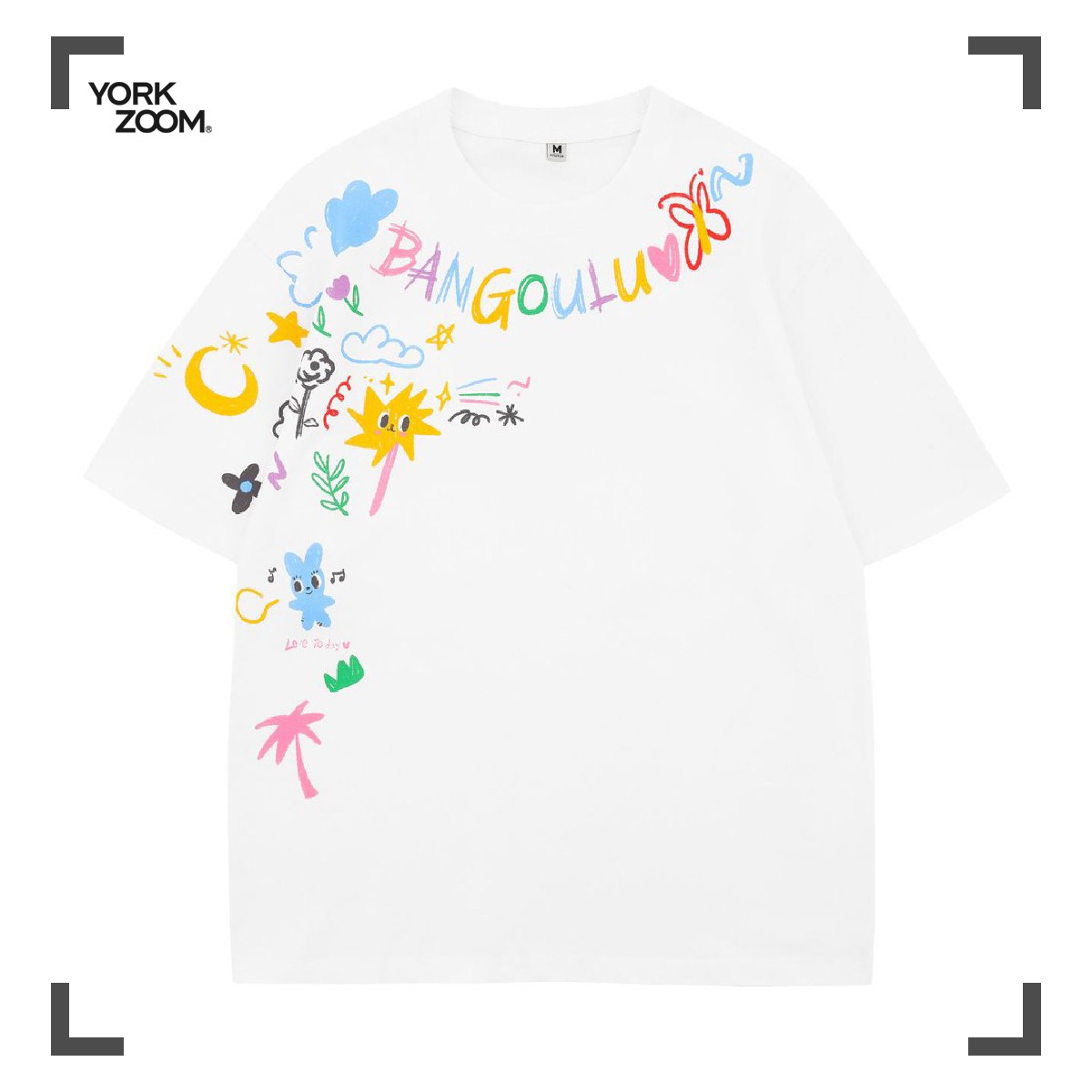 York Zoom夏季新款印花潮流短袖T恤半袖圆领情侣穿搭百搭宽松国潮