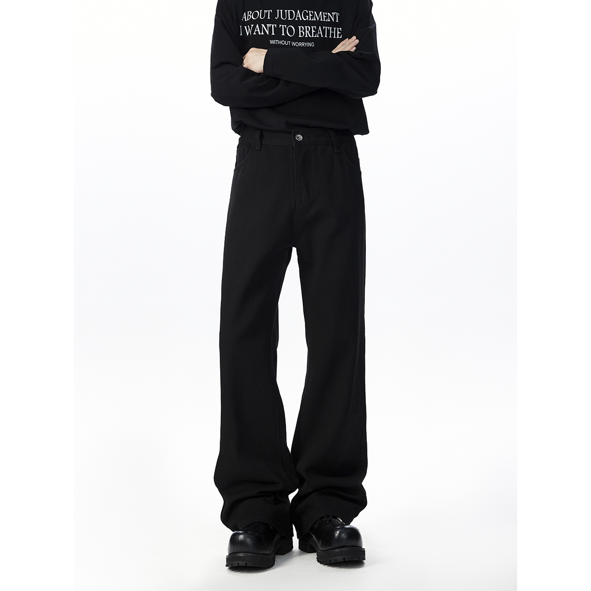 高街直筒复古美式宽松秋季猫须