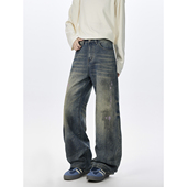 York 宽松扎染 美式 Zoom重磅复古vintage水洗破坏做旧牛仔裤 长裤