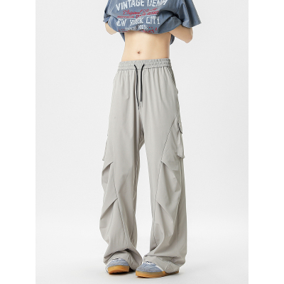 York Zoom夏季新款轻薄透气显瘦工装大口袋冰丝裤长裤休闲裤宽松