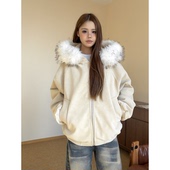 YORKZOOM冬季 加厚保暖 棉服棉衣情侣款 新款 宽松连帽毛领pu皮短款