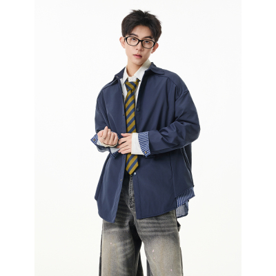 YORKZOOM复古拼接风翻领夹克