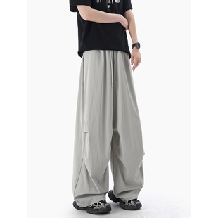 York Zoom 夏季速干轻薄透气宽松褶皱伞兵裤休闲裤男女薄款松弛感