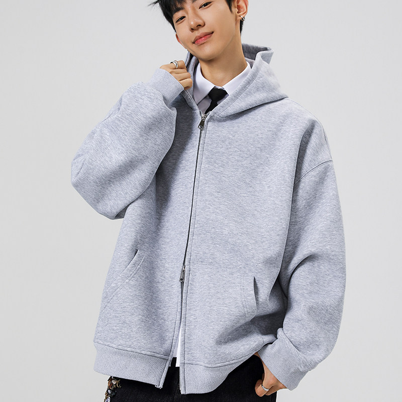 YORKZOOM春季新款美式风重磅拉链连帽卫衣男宽松百搭休闲外套情侣