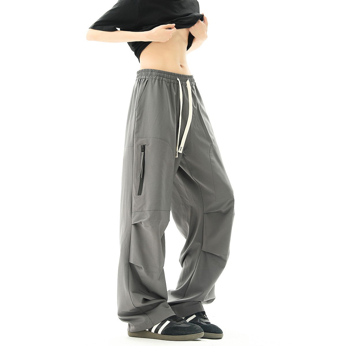 York Zoom夏季美式轻薄透气工装拉链褶皱休闲裤长裤运动百搭薄款