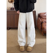 男女款 YORKZOOM休闲慵懒风垂感宽松阔腿裤 灰色显瘦运动休闲裤 秋冬