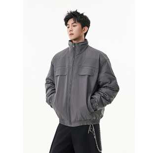 风拉链外套高级感痞帅 宽松工装 YORKZOOM美式 复古立领夹克男冬季
