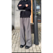 YORKZOOM秋冬加绒高级感阔腿西裤 显瘦 修身 男灰色垂感长裤 宽松男士