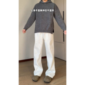 YORKZOOM白色直筒卫裤 潮流高街宽松 显瘦修腿型基础款 裤 男休闲长裤