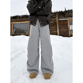 YORK 廓形百搭宽松情侣 加绒加厚褶皱弯刀卫裤 ZOOM秋冬新款 美式