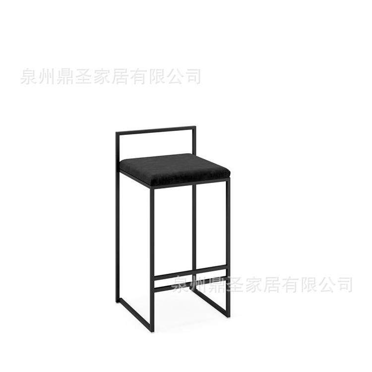 轻奢家用铁艺高脚凳酒吧简约吧台椅小户型靠背餐椅前台座椅