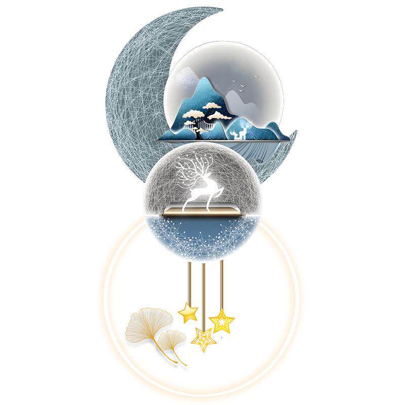 现轻奢入户玄关亚克力装饰画新款LED灯氛围感麋鹿走廊过道挂画