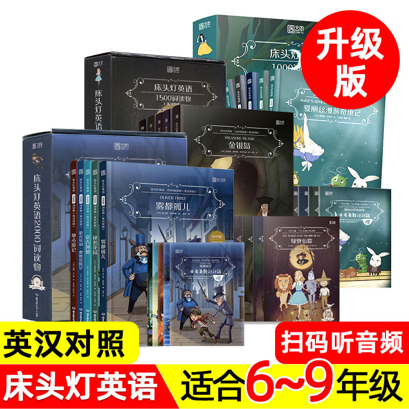 【英汉对照】床头灯英语1000词1500词2000词系列 中英双语读物 小学初中 六七年级英语绘本 英文版名著阅读书籍 中英文 格林童话。