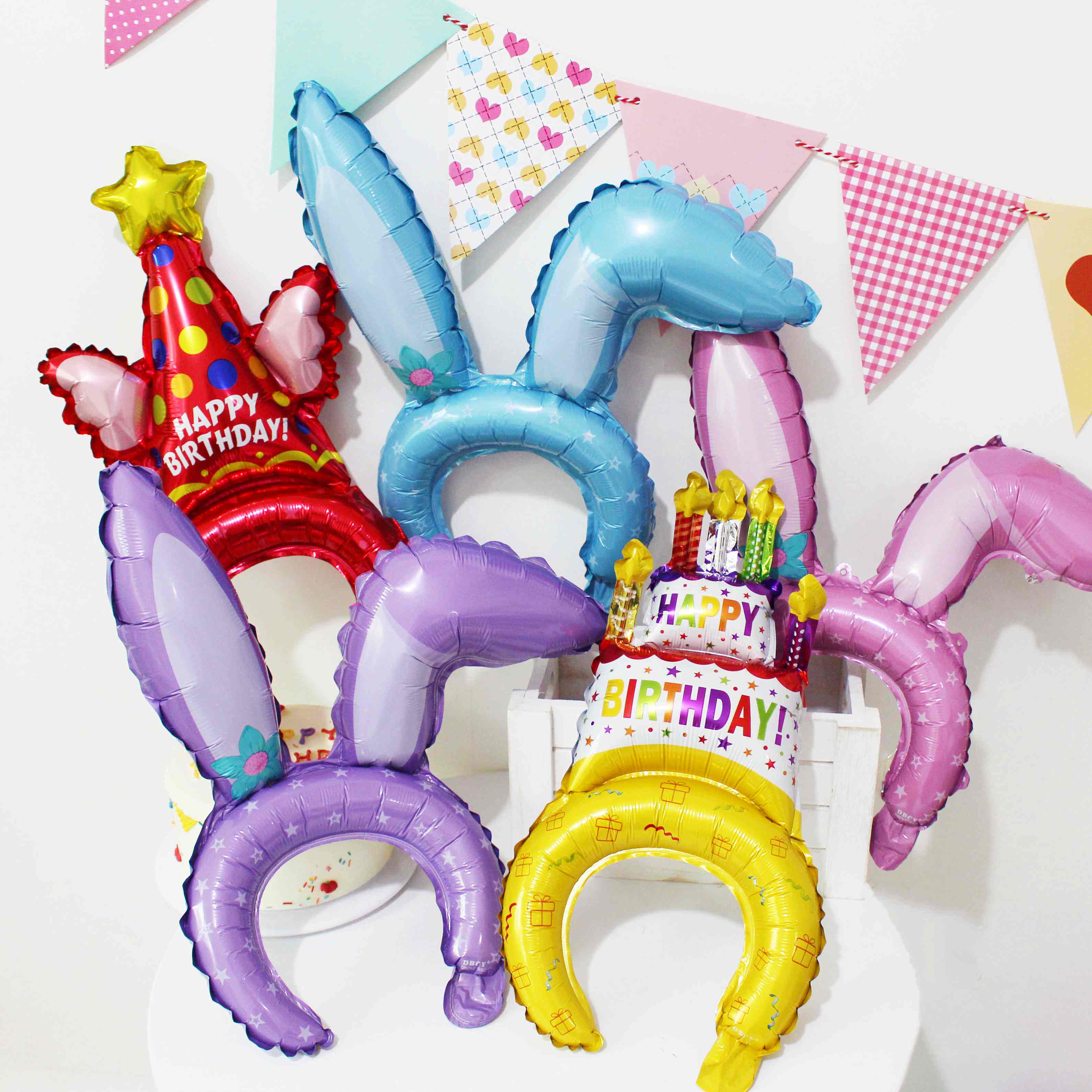 卡通发箍气球头饰头箍儿童生日派对装饰氛围布置充气玩具拍照道具
