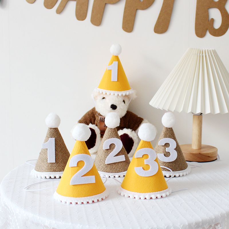 森系可爱儿童生日数字三角帽