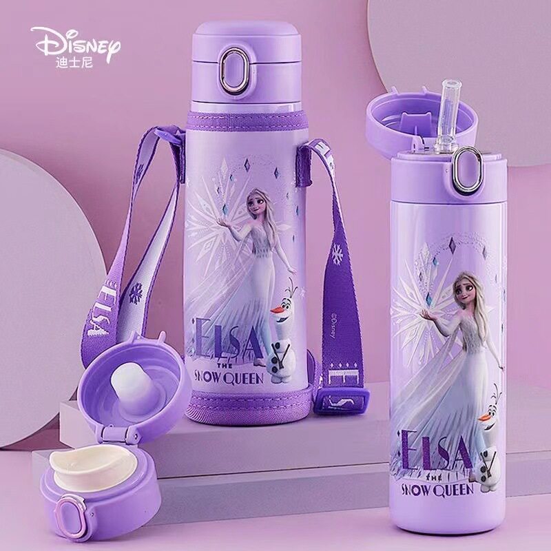 新款儿童保温杯带吸管冰雪爱莎公主食品级316不锈钢上学水杯