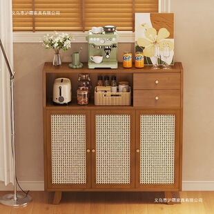 落地餐边柜咖啡机摆放台中古风橱柜水吧台茶水柜收纳柜靠墙置物柜
