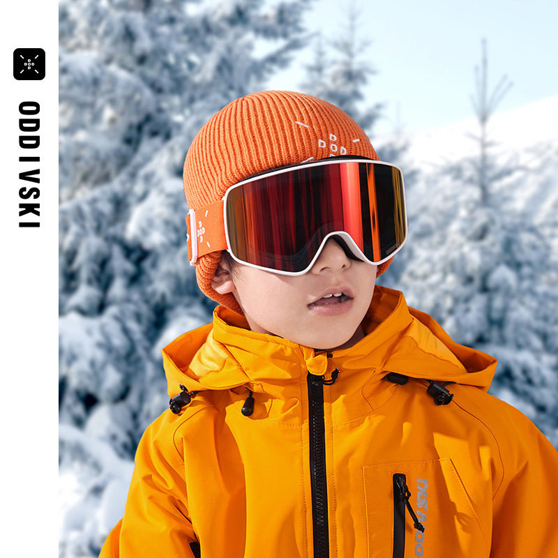 oddivski24新款儿童滑雪眼镜护目镜男女童双层防雾卡近视柱面镜