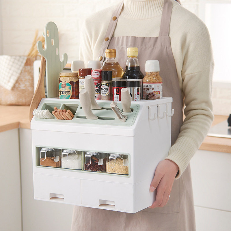 厨房置物架刀架调味品调料架子台面多功能多层家用筷子收纳盒