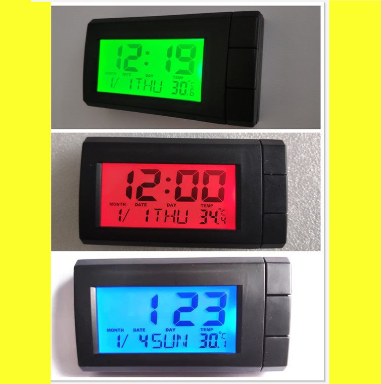 车载时钟 汽车温度计 温度检测 车用电子表 车用日历表夜光