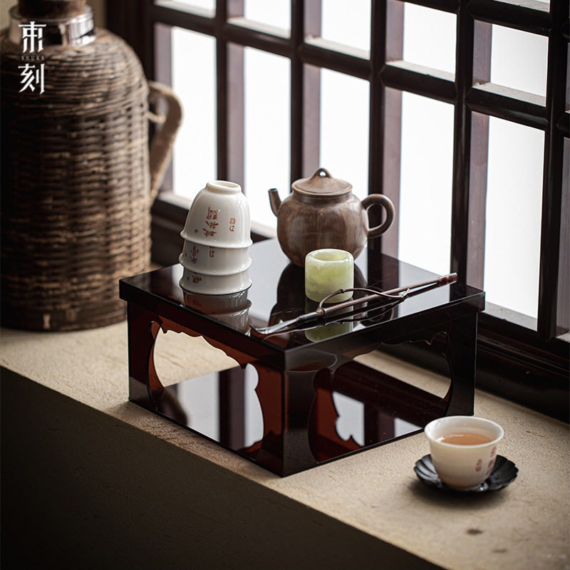 束刻 亚克力置物架盖碗茶壶茶具展示柜功夫茶具配件复古茶架柜子