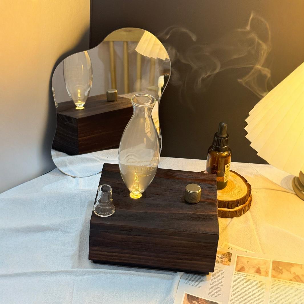 lelabo复古香薰机木质小众扩香器摆件玻璃香薰卧室可充电款无线
