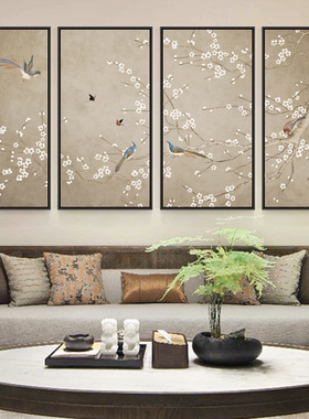 工厂新中式装饰画鸟语花香中式客厅挂画沙发背景墙画花鸟国画