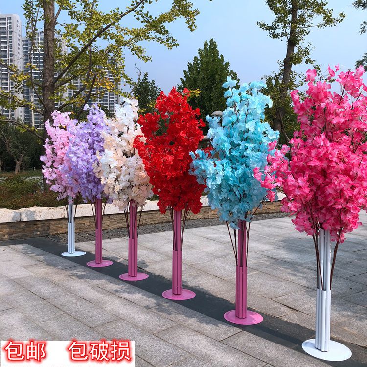 新款樱花路引道具婚礼花门背景拱门架子樱花树铁艺开业庆典花篮