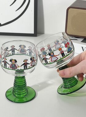 可爱高脚杯圣诞树阿尔萨斯小人杯家用甜酒杯礼盒装香槟杯红酒酒杯