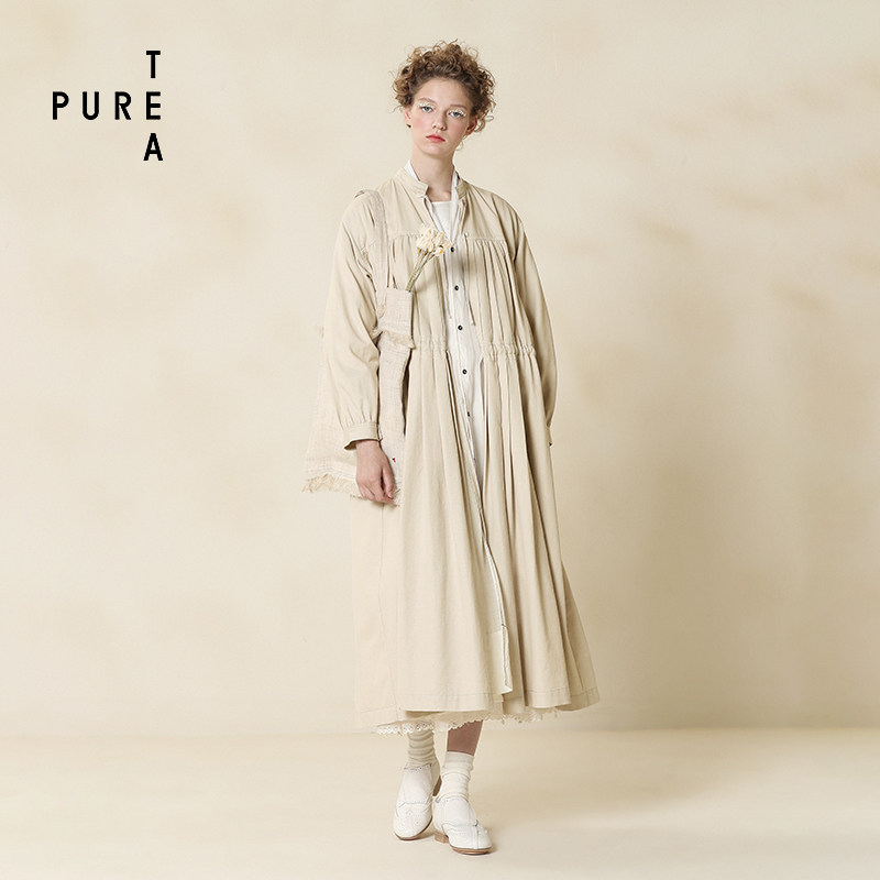 ein言旗下puretea茶愫系带连衣裙式大衣设计感长外套女2022秋新款属于什么档次？
