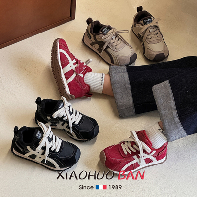 秋冬女童鞋子真皮加绒儿童运动鞋