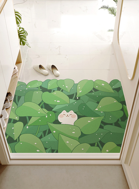 一拾一 原创绿色心情入户门皮革地垫可裁剪可擦洗pvc玄关耐脏脚垫