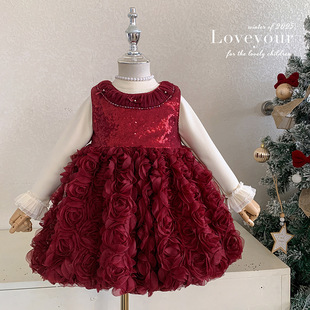 绝美女童连衣裙礼服冬装小女孩高级感花仙子裙子儿童蓬蓬蓬公主裙