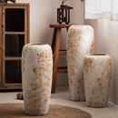 景德镇复古粗陶落地花瓶侘寂风陶瓷摆件家居民宿酒店样板间装 饰品