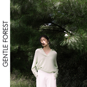 Gentle Forest马海毛V型polo领彩色百搭针织套头衫