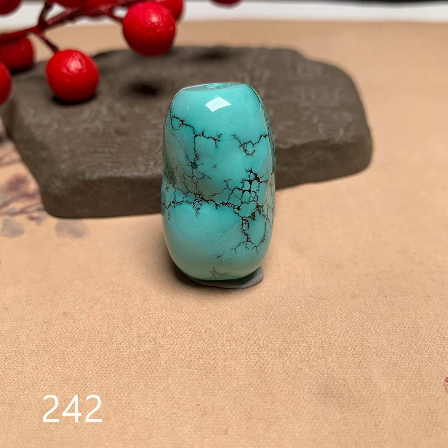 天然原矿绿松石随型散珠瓷釉级果冻料水草纹配饰文玩珠宝奇石