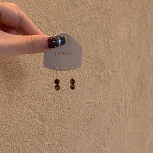 复古美拉德仿虎眼石耳环女轻奢高级感方圆脸耳饰小众独特漂亮耳钉