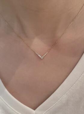 微笑v字仿排钻项链女简约小众ins