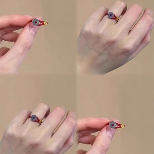 新中式 有钱花钱币编织红绳戒指女轻奢高级感食指戒指环2025年新款