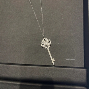 锁骨链高级感轻奢小众 长款 S925纯银镶钻雪花钥匙项链女款 2025新款