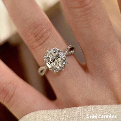 纯银爆闪雪花钻戒指女轻奢高级感